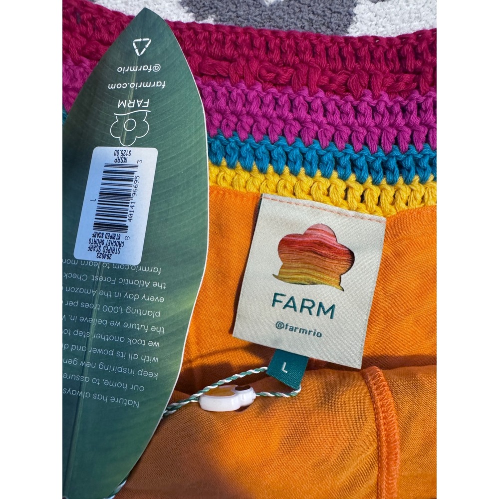 Farm Rio Striped‎ Scarf Crochet
Shorts Size Large NWT - Picture 7 of 7